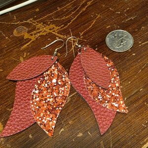 Elegant Red Leaf Earrings